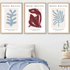 Matisse Floral and Nude Set of 3 Wall Art Prints in Red and Blue