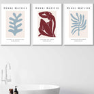 Matisse Floral and Nude Set of 3 Wall Art Prints in Red and Blue