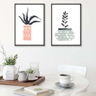 Sage Green and Pink Minimalist Boho Botanical Sketch Prints | Artze Wall Art UK