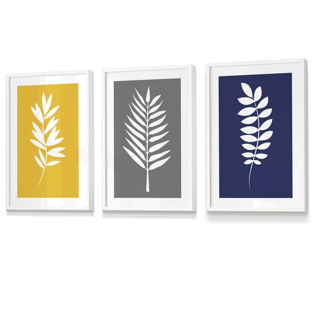 Framed Set of 3 Modern Tropical Leaf Prints | Artze Wall Art UK