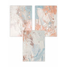 Set of 3 Abstract Oil in Pastel Blue Ivory and Peach Wall Art Prints