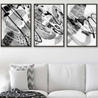 Set of 3 Abstract Watercolour in Black and Grey Wall Art Prints