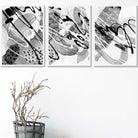 Set of 3 Abstract Watercolour in Black and Grey Wall Art Prints