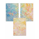 Set of 3 Abstract Palette Oil in Pastel Blue Pink and Yellow Wall Art Prints