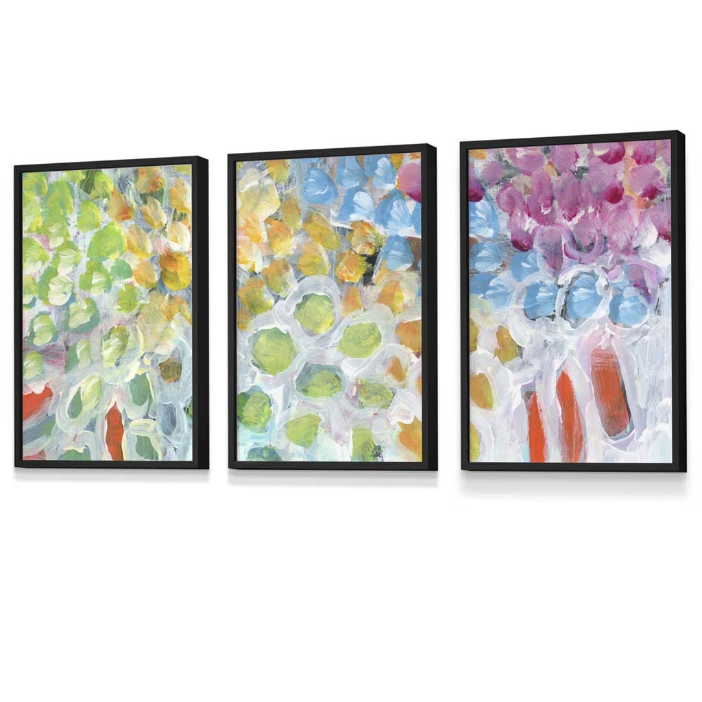Set of 3 Abstract Summer Fruits Framed Wall Art Prints | Artze Wall Art UK