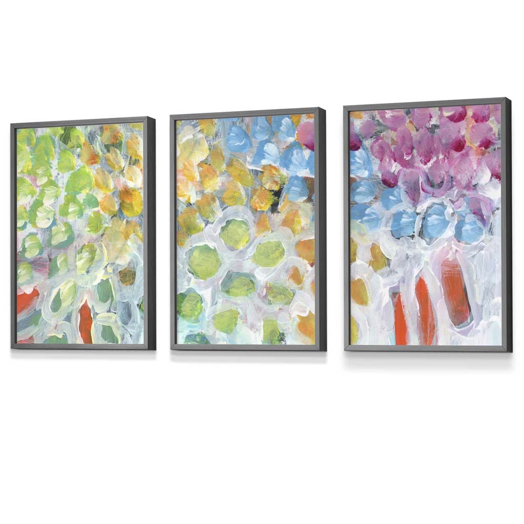 Set of 3 Abstract Summer Fruits Framed Wall Art Prints | Artze Wall Art UK