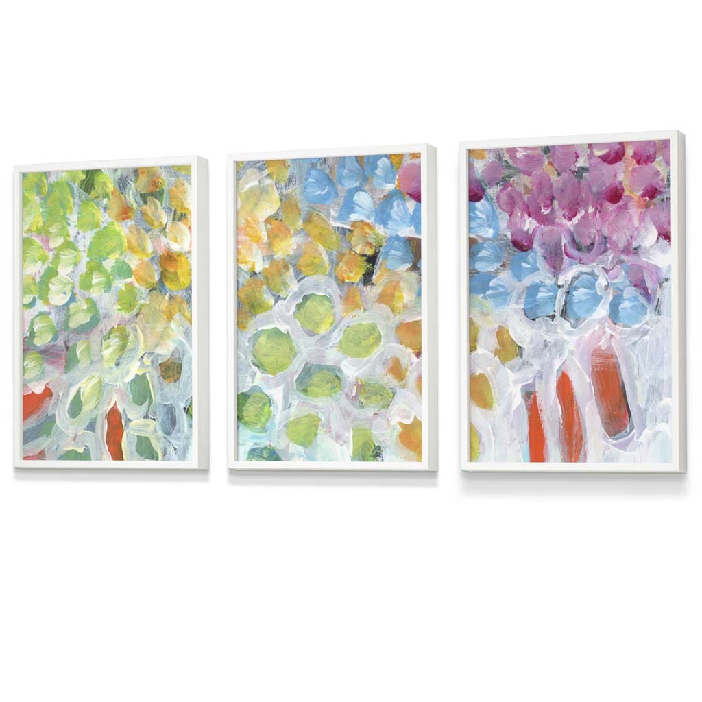 Set of 3 Abstract Summer Fruits Framed Wall Art Prints | Artze Wall Art UK