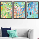 Set of 3 Abstract Tropical Summer Flowers Wall Art Prints