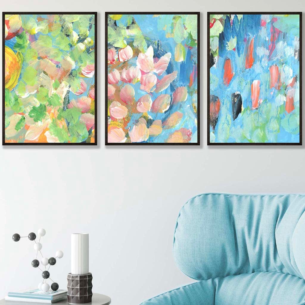Set of 3 Abstract Tropical Summer Flowers Wall Art Prints