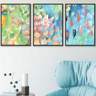 Set of 3 Abstract Tropical Summer Flowers Wall Art Prints