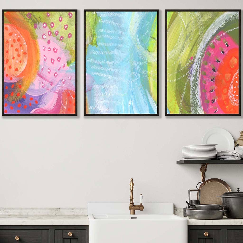Set of 3 Abstract Bright Tropical Fruits Wall Art Prints