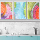 Set of 3 Abstract Bright Tropical Fruits Wall Art Prints