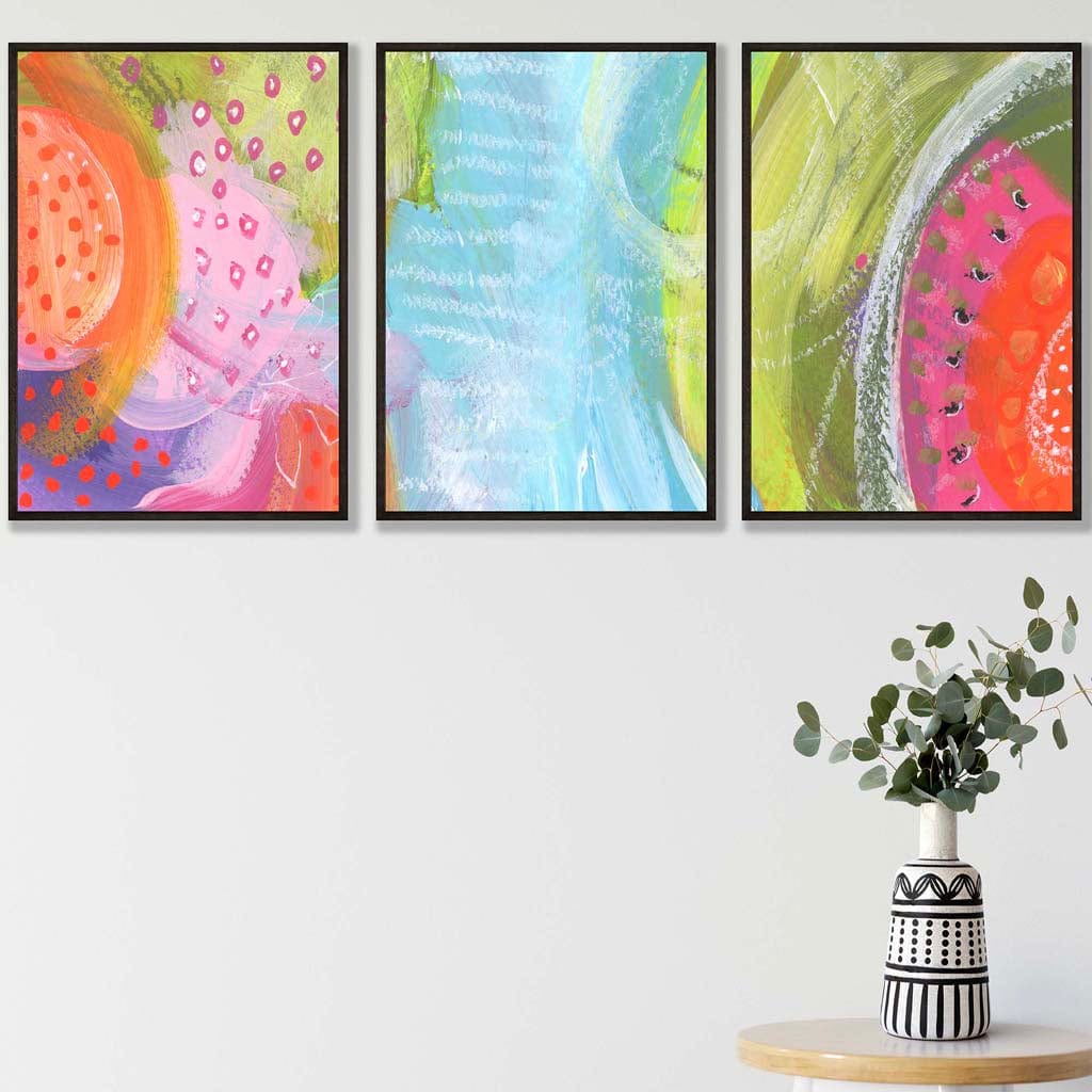 Set of 3 Abstract Bright Tropical Fruits Wall Art Prints