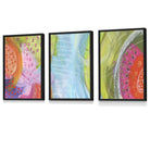Set of 3 Abstract Bright Tropical Fruits Wall Art Prints | Framed | Artze Wall Art UK