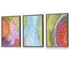Set of 3 Abstract Bright Tropical Fruits Wall Art Prints | Framed | Artze Wall Art UK