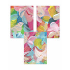 Set of 3 Abstract Wild Garden Flowers in Pink and Blue Wall Art Prints