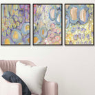 Set of 3 Abstract Floral in Purple and Yellow Wall Art Prints