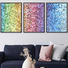 Set of 3 Abstract Colourful Rainbow Petals Wall Art Prints