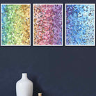 Set of 3 Abstract Colourful Rainbow Petals Wall Art Prints
