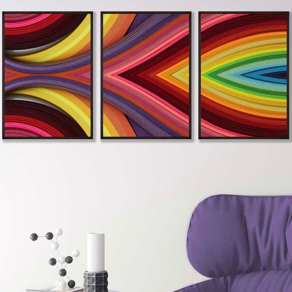 Set of 3 Abstract Colourful Geometry Wall Art Prints