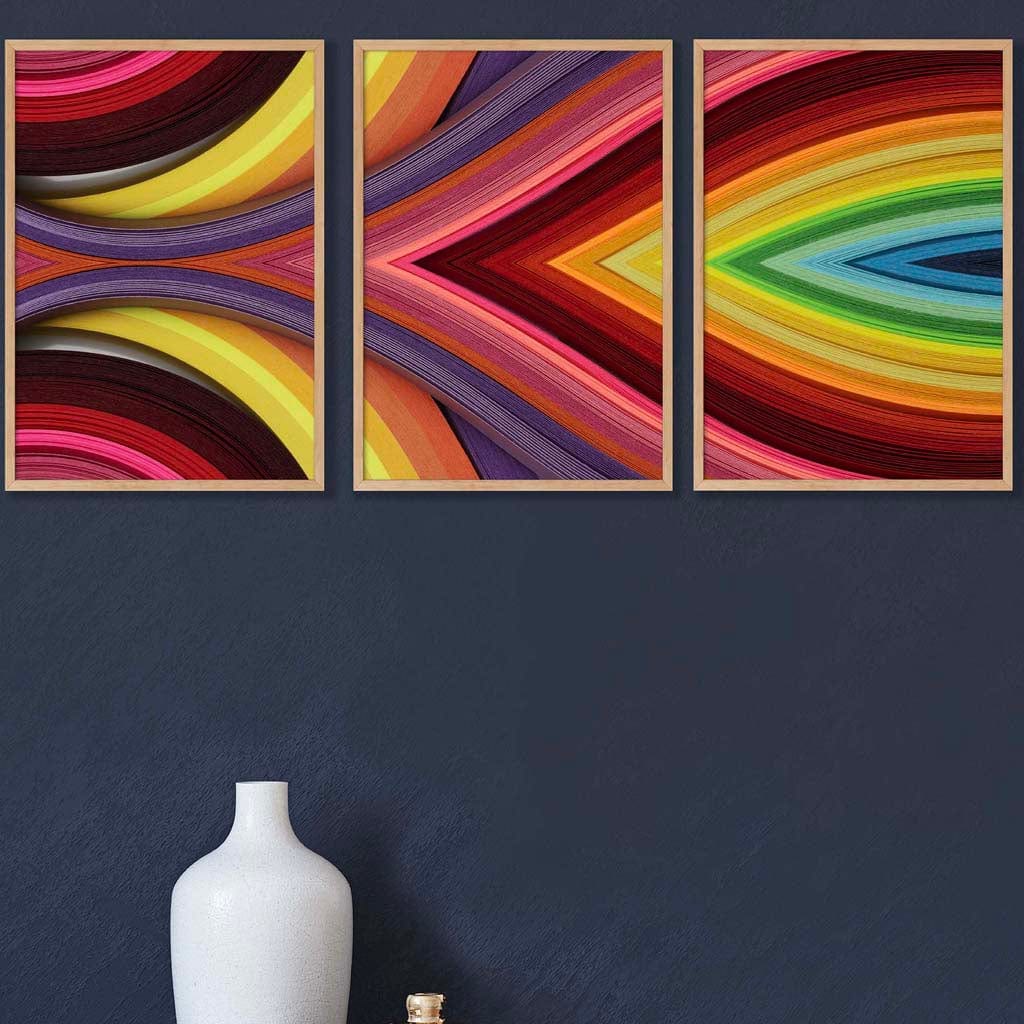 Set of 3 Abstract Colourful Geometry Wall Art Prints