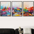 Set of 3 Abstract Colourful Paint Splashes Wall Art Prints