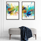 Abstract Fractal Blue, Green and Yellow Colourful Art Prints Set | Artze Wall Art UK