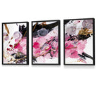 Set of 3 Geometric Abstract Pink Candy Framed Art | Artze Wall Art UK