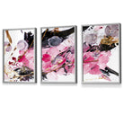 Set of 3 Geometric Abstract Pink Candy Framed Art | Artze Wall Art UK
