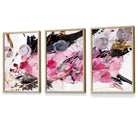 Set of 3 Geometric Abstract Pink Candy Framed Art | Artze Wall Art UK