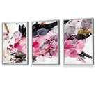 Set of 3 Geometric Abstract Pink Candy Framed Art | Artze Wall Art UK