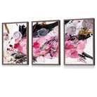 Set of 3 Geometric Abstract Pink Candy Framed Art | Artze Wall Art UK