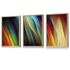 Set of 3 Abstract Ribbons of Bright Colours Framed Art | Artze Wall Art UK