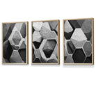 Geometric Abstract Black and Grey Set of 3 Framed Art | Artze Wall Art UK