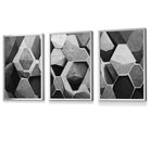 Geometric Abstract Black and Grey Set of 3 Framed Art | Artze Wall Art UK