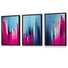 Geometric Blue and Pink Art Deco Framed Wall Art Prints | Artze Wall Art UK