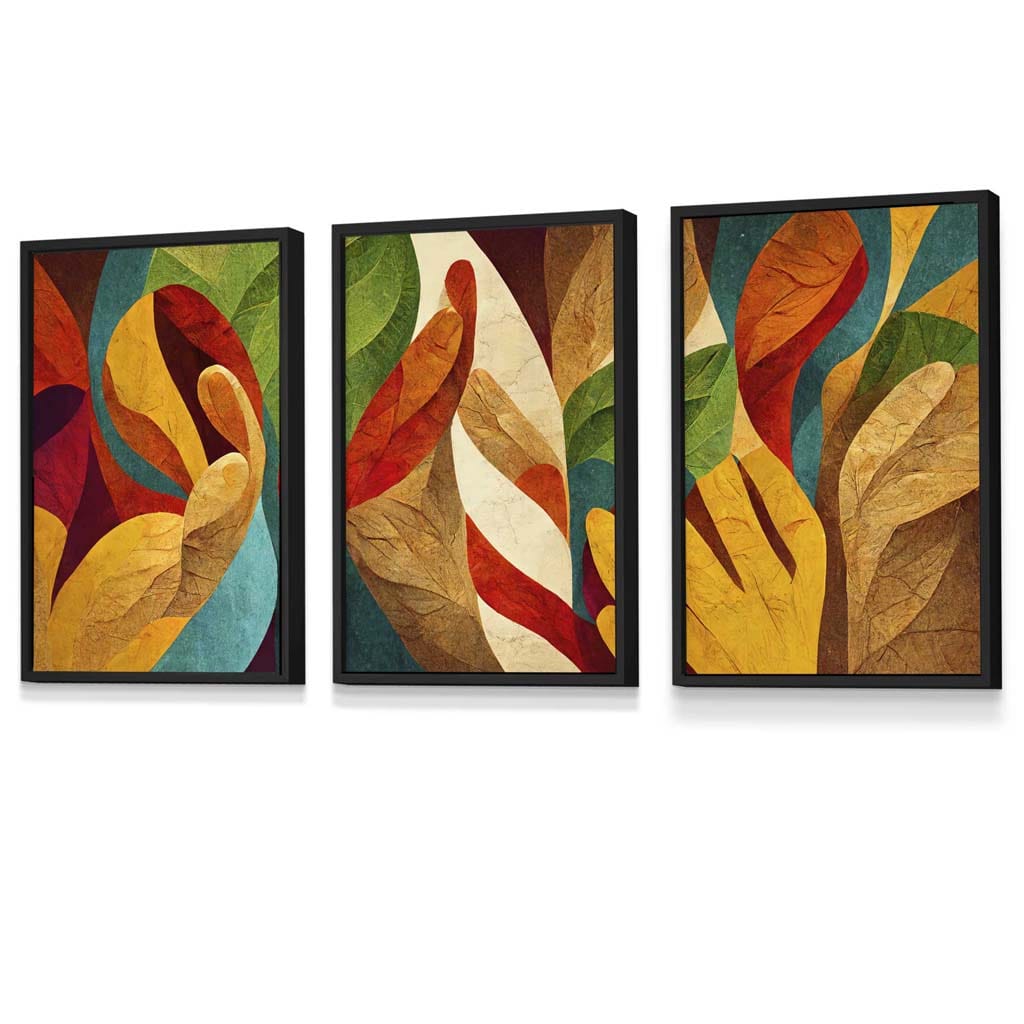 Set of 3 Abstract Colourful Retro Framed Wall Art Prints | Artze Wall Art UK
