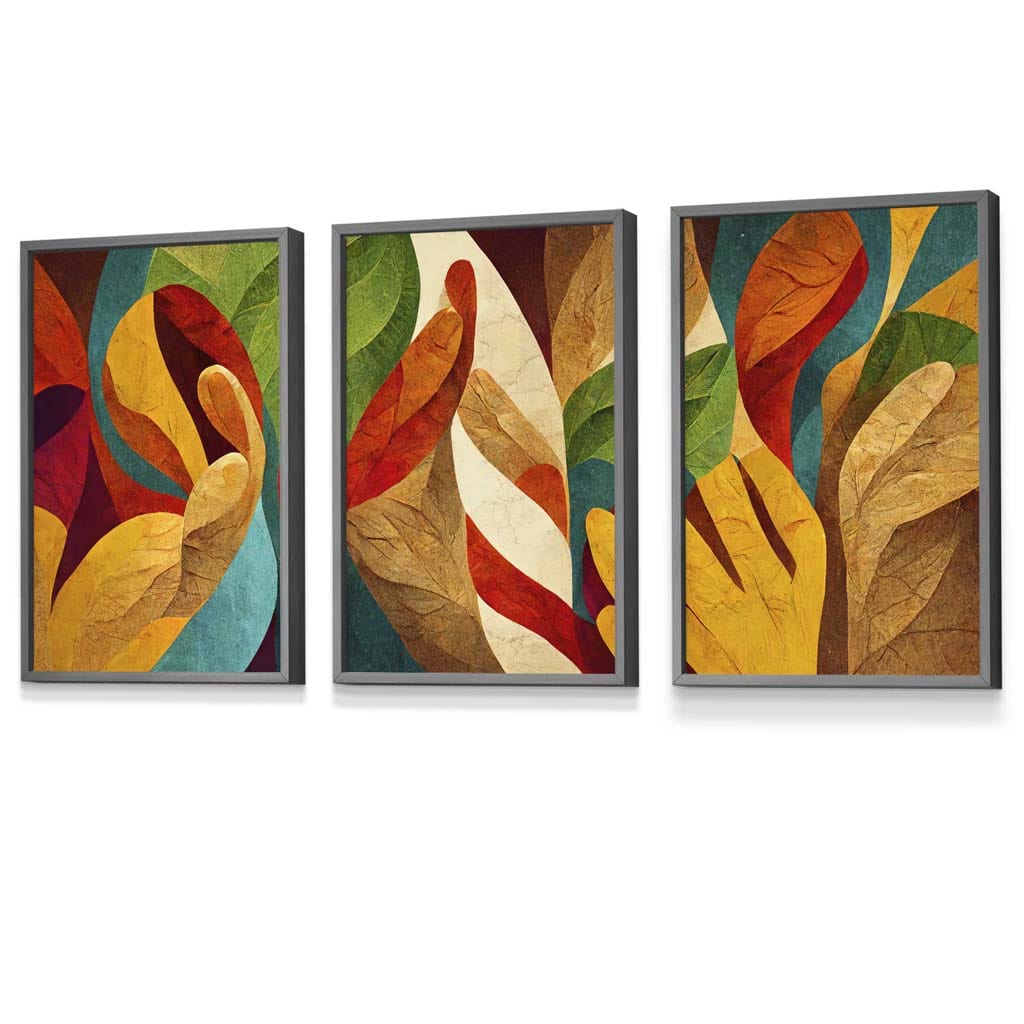 Set of 3 Abstract Colourful Retro Framed Wall Art Prints | Artze Wall Art UK