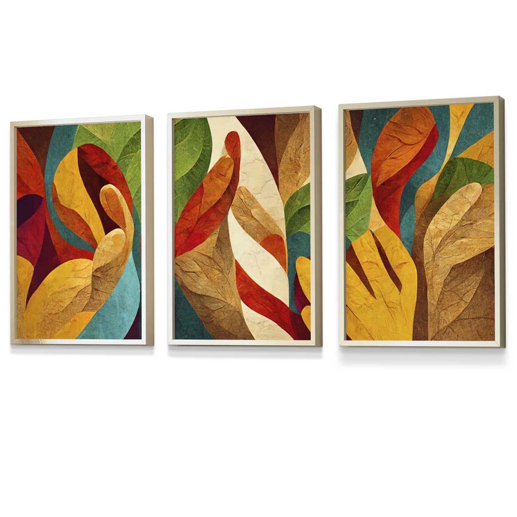 Set of 3 Abstract Colourful Retro Framed Wall Art Prints | Artze Wall Art UK