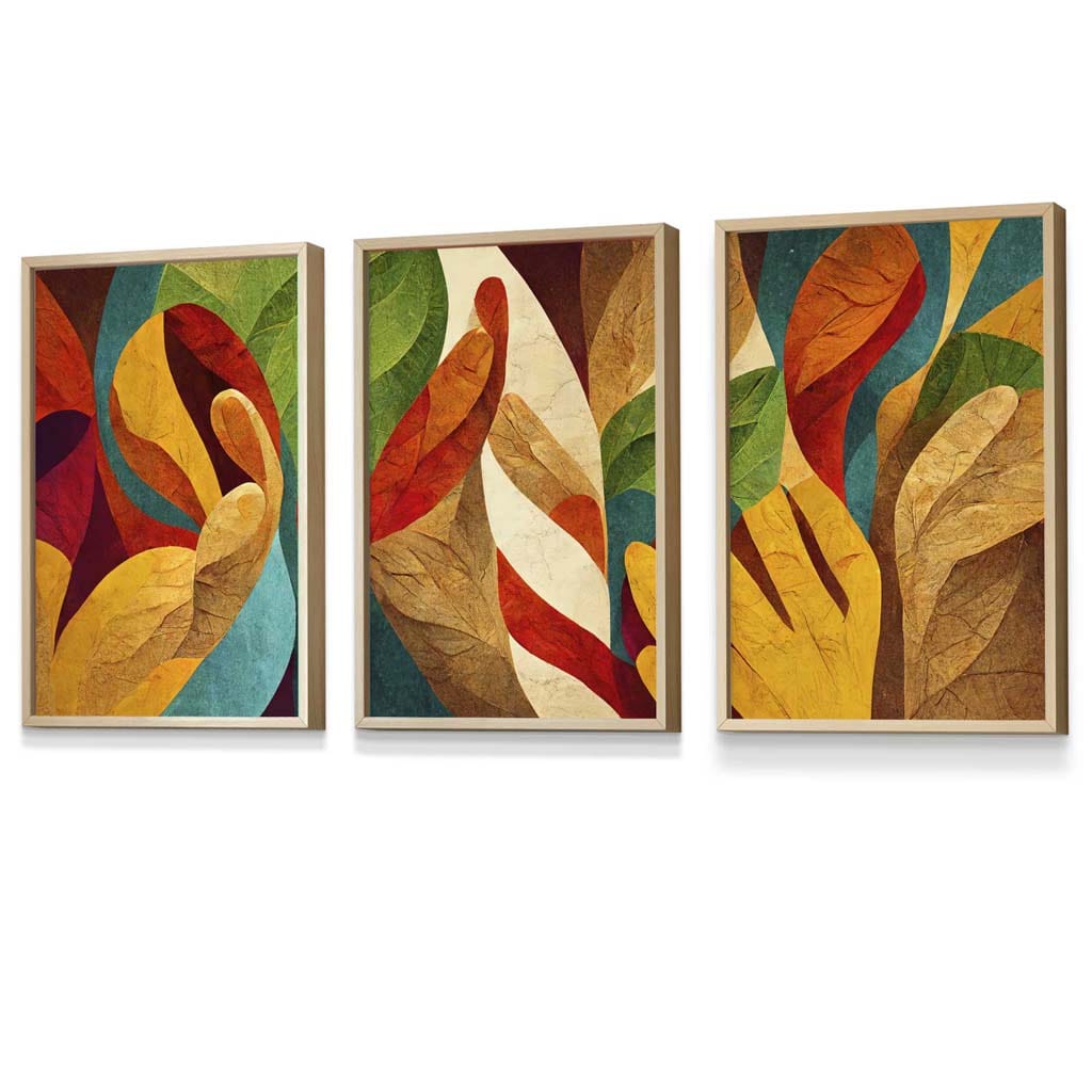 Set of 3 Abstract Colourful Retro Framed Wall Art Prints | Artze Wall Art UK