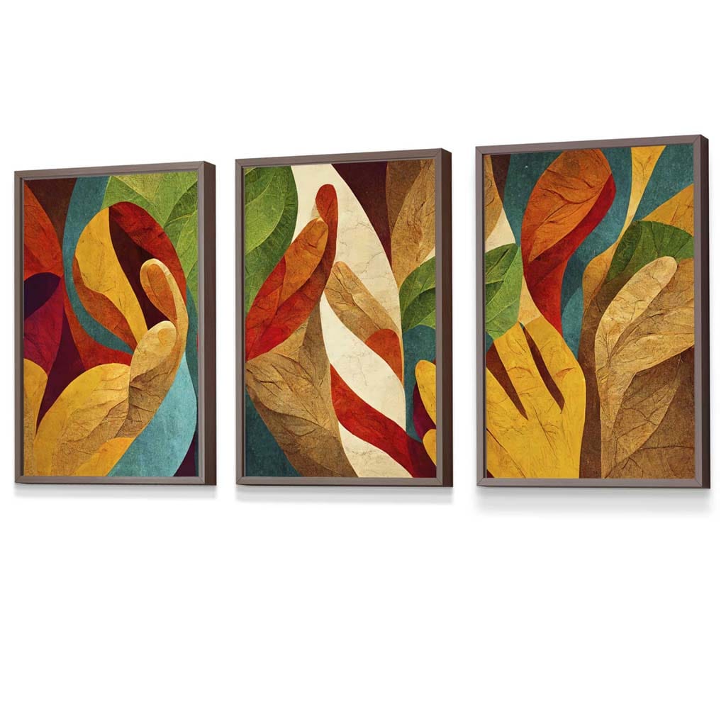 Set of 3 Abstract Colourful Retro Framed Wall Art Prints | Artze Wall Art UK