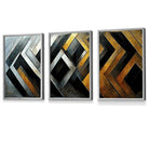 Set of 3 Abstract Industrial Mosaic Framed Wall Art Prints | Artze Wall Art UK