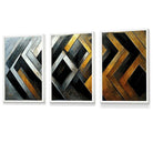 Set of 3 Abstract Industrial Mosaic Framed Wall Art Prints | Artze Wall Art UK