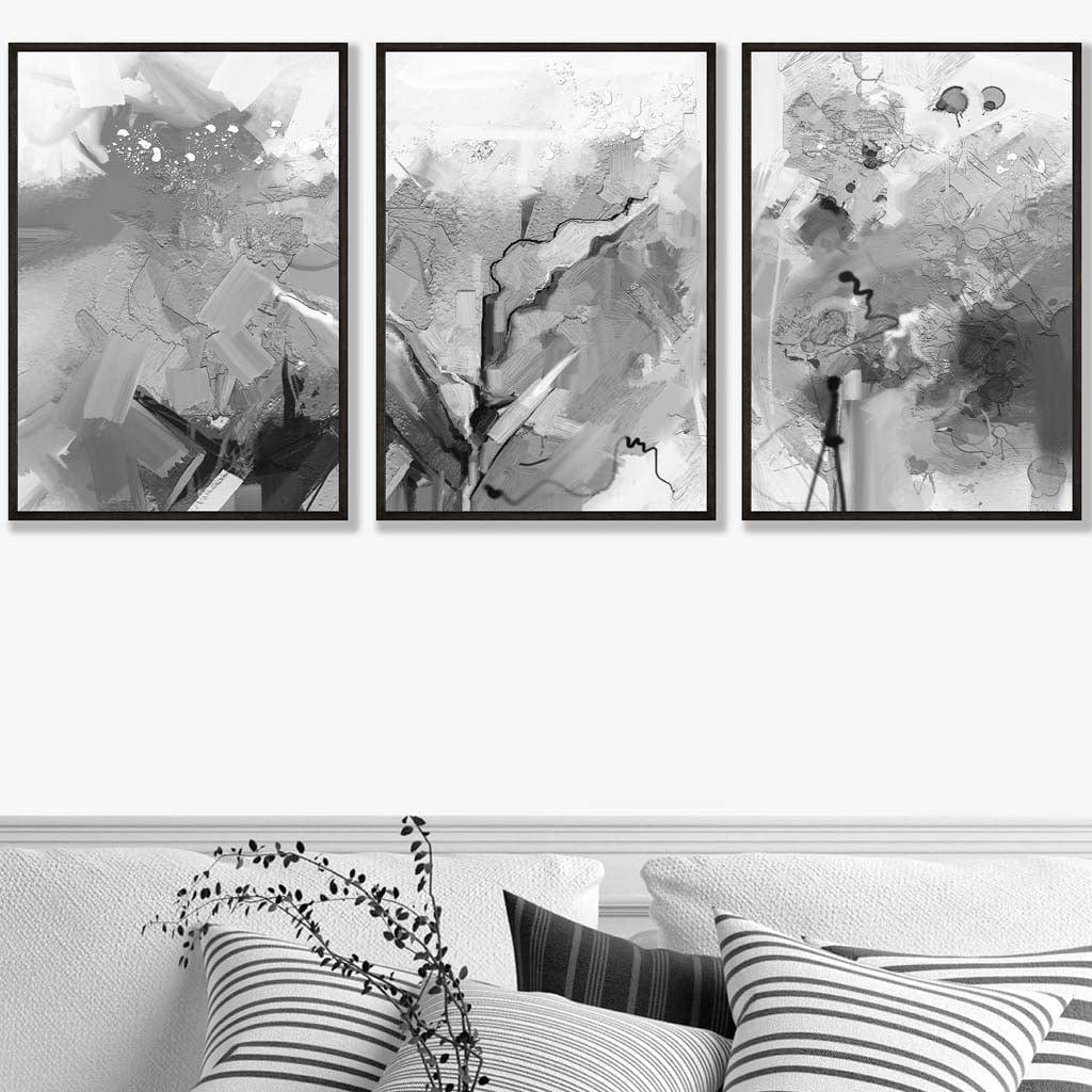 Set of 3 Abstract Black and White Art Prints