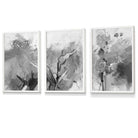 Flower Market Prints in Green, FRAMED Set of 3 with Flowers of London, Edinburgh, Dublin | Artze Wall Art UK