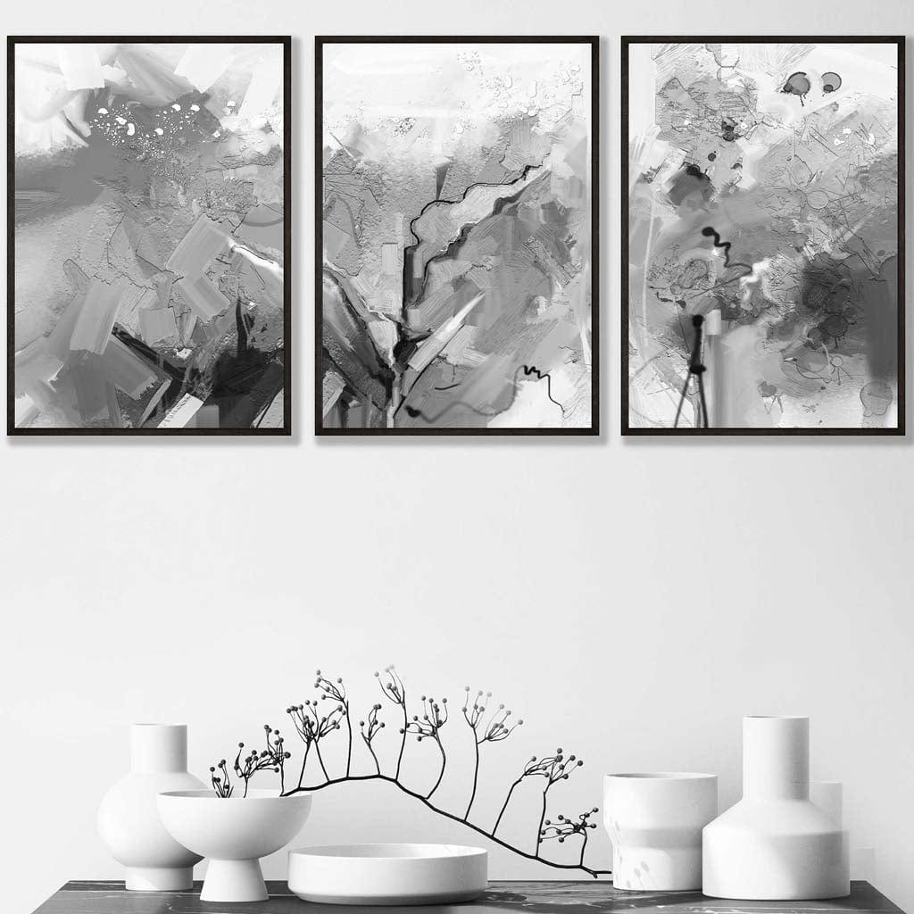 Set of 3 Abstract Black and White Art Prints