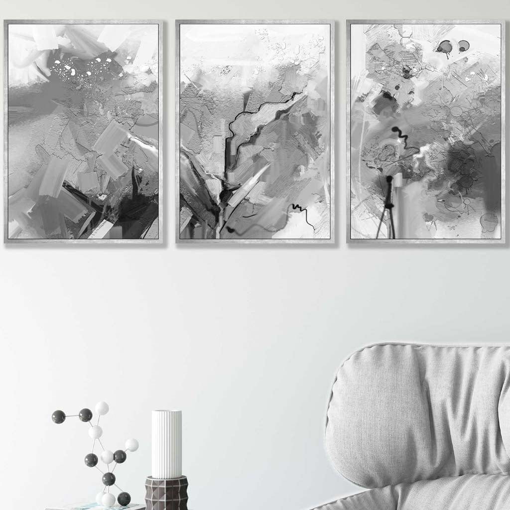Set of 3 Abstract Black and White Art Prints