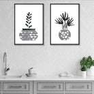 Grey Boho Botanical Sketch Set of 2 Art Poster | Artze Wall Art UK
