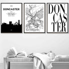 Set of 3 Doncaster Skyline Street Map City Prints