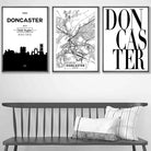 Set of 3 Doncaster Skyline Street Map City Prints